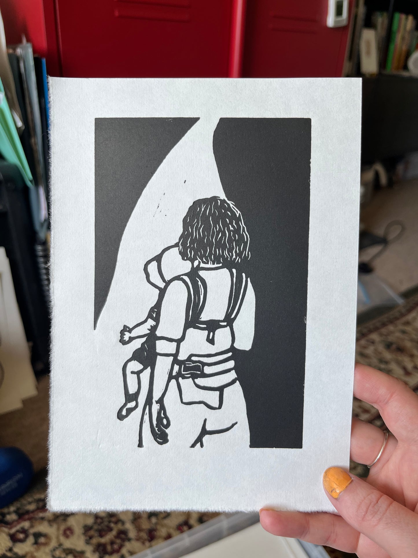 Let's Go lino print