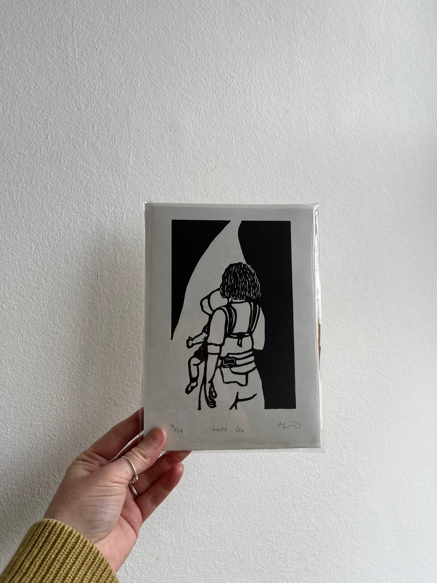 Let's Go lino print