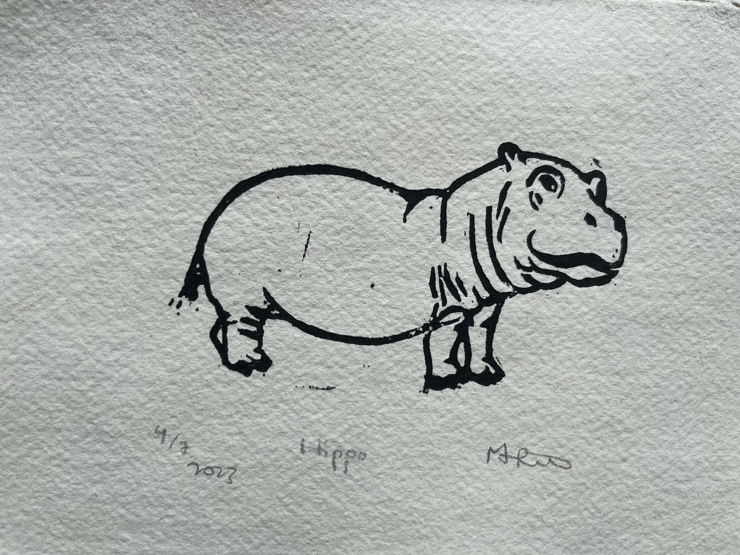 Hippo Lino print