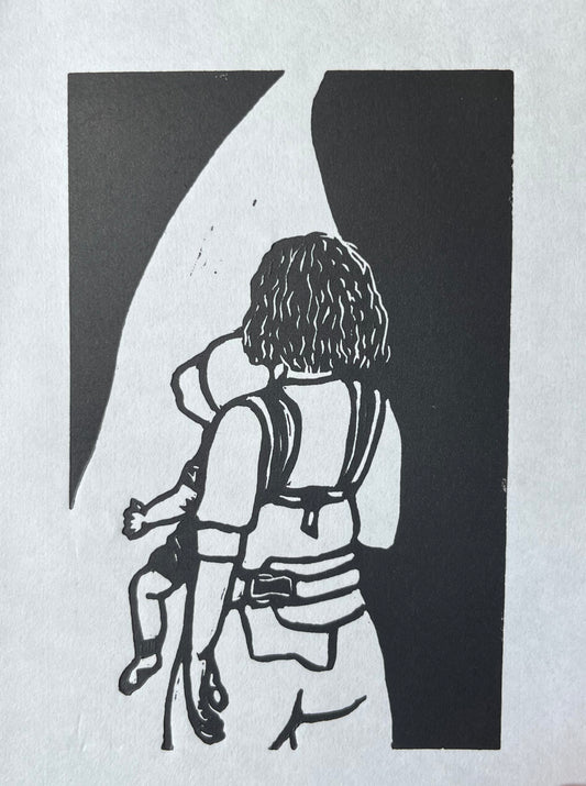Let's Go lino print