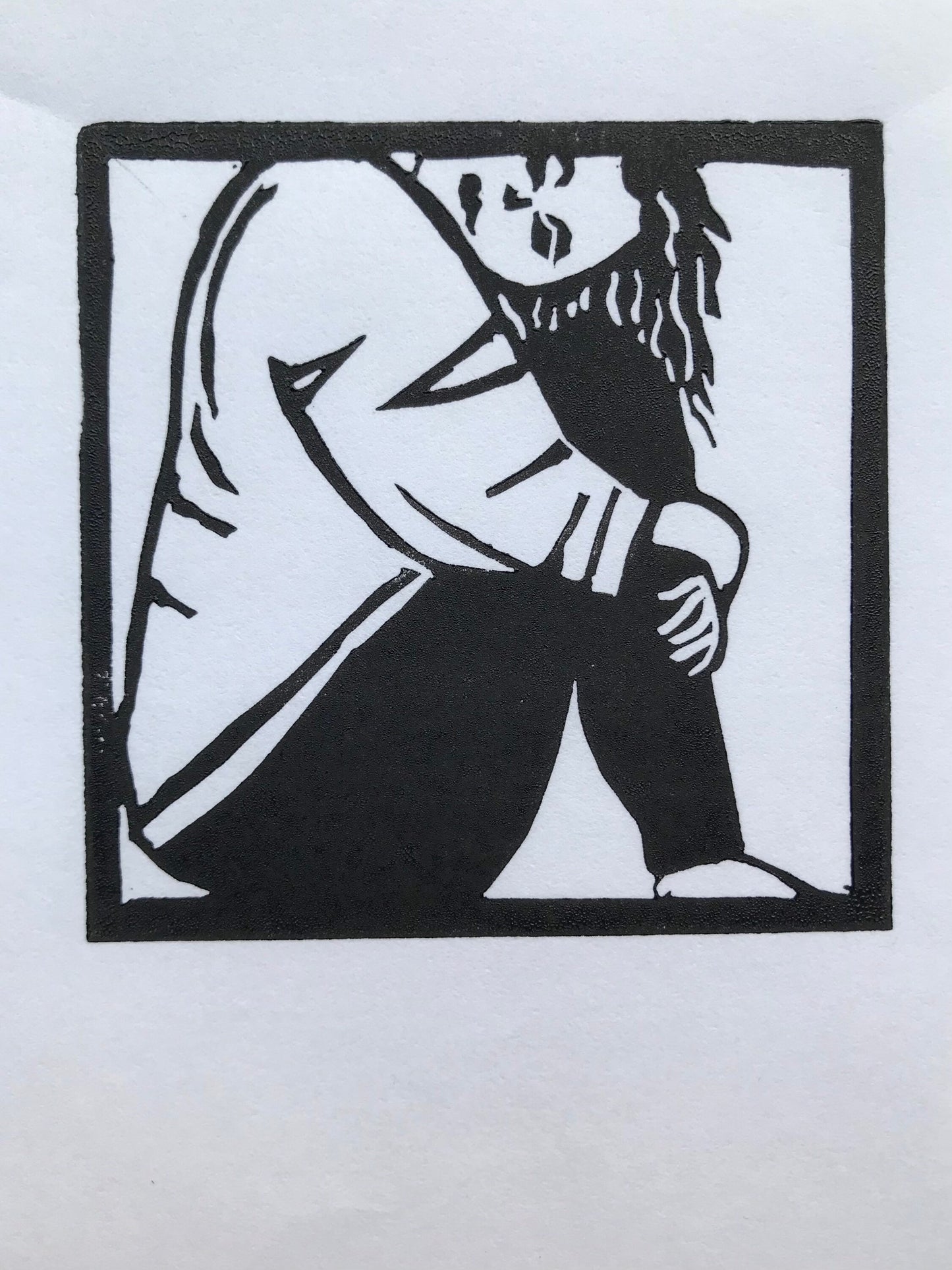 Trapped Woman mini Lino print