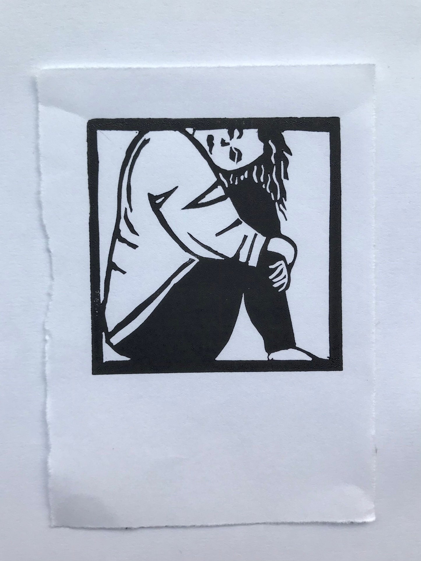 Trapped Woman mini Lino print