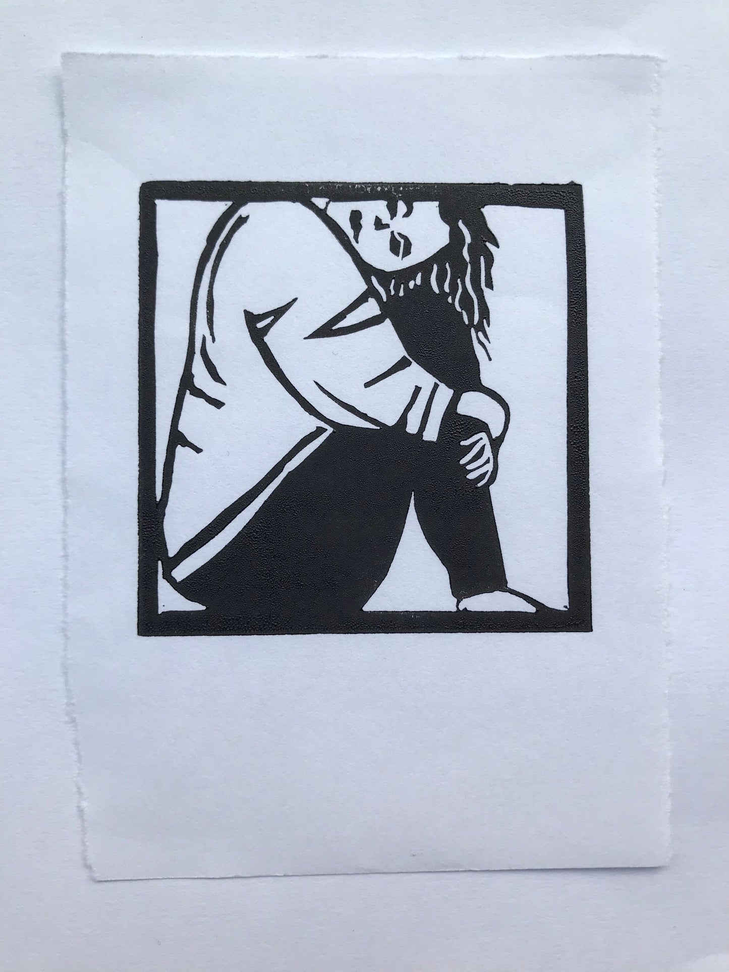 Trapped Woman mini Lino print