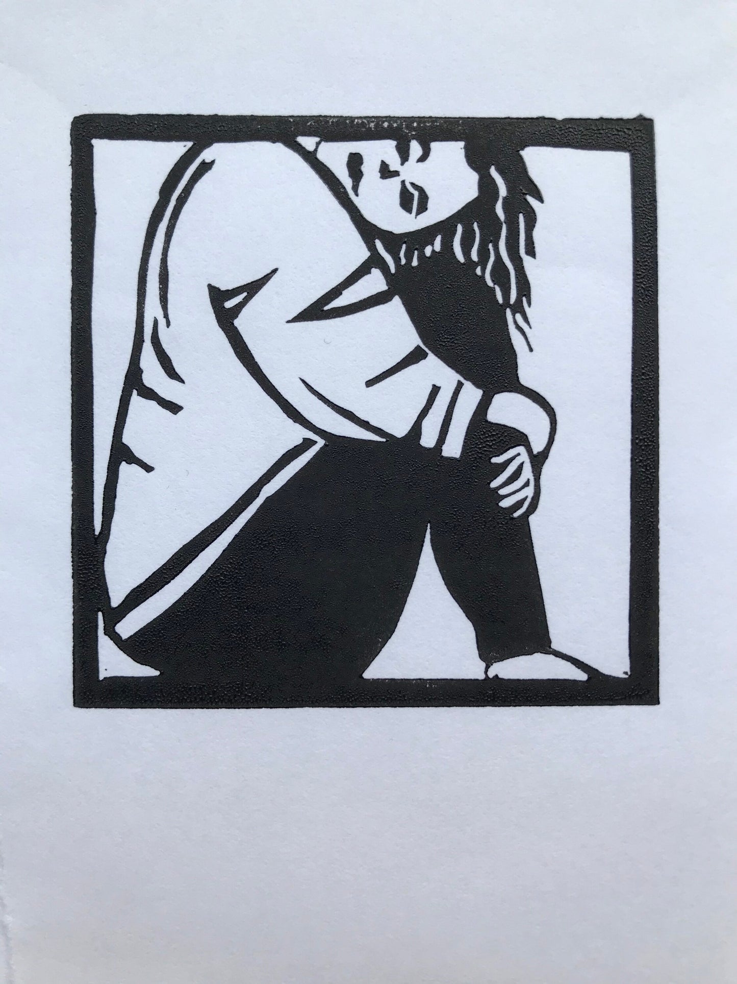 Trapped Woman mini Lino print