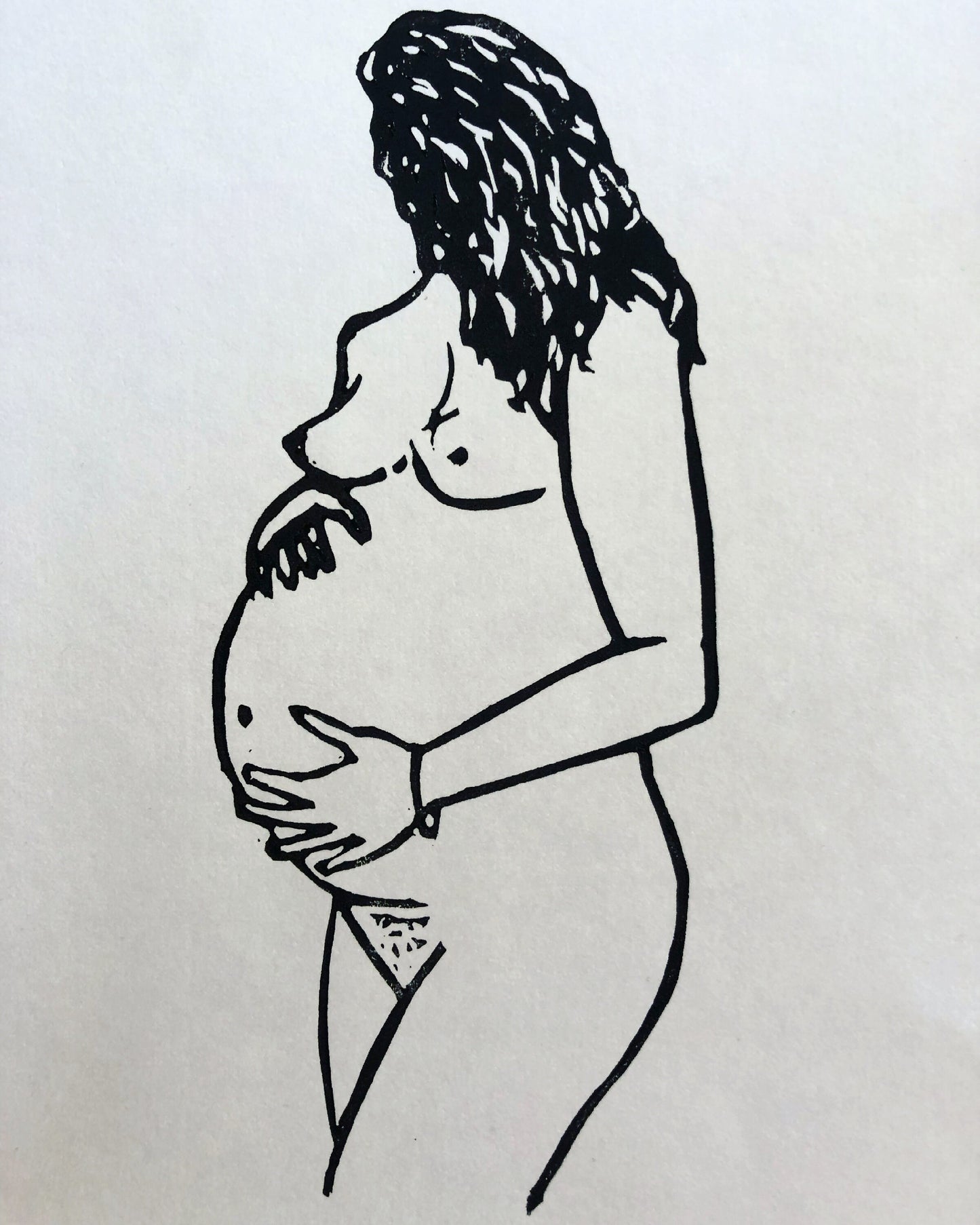 Seven Months Lino Print