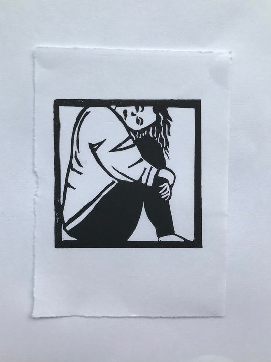 Trapped Woman mini Lino print