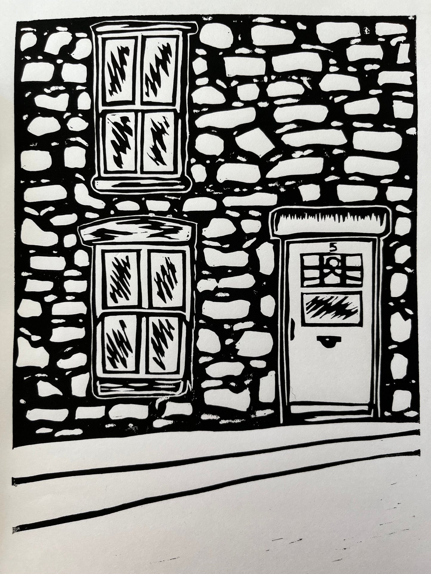 Cornwall house Lino print