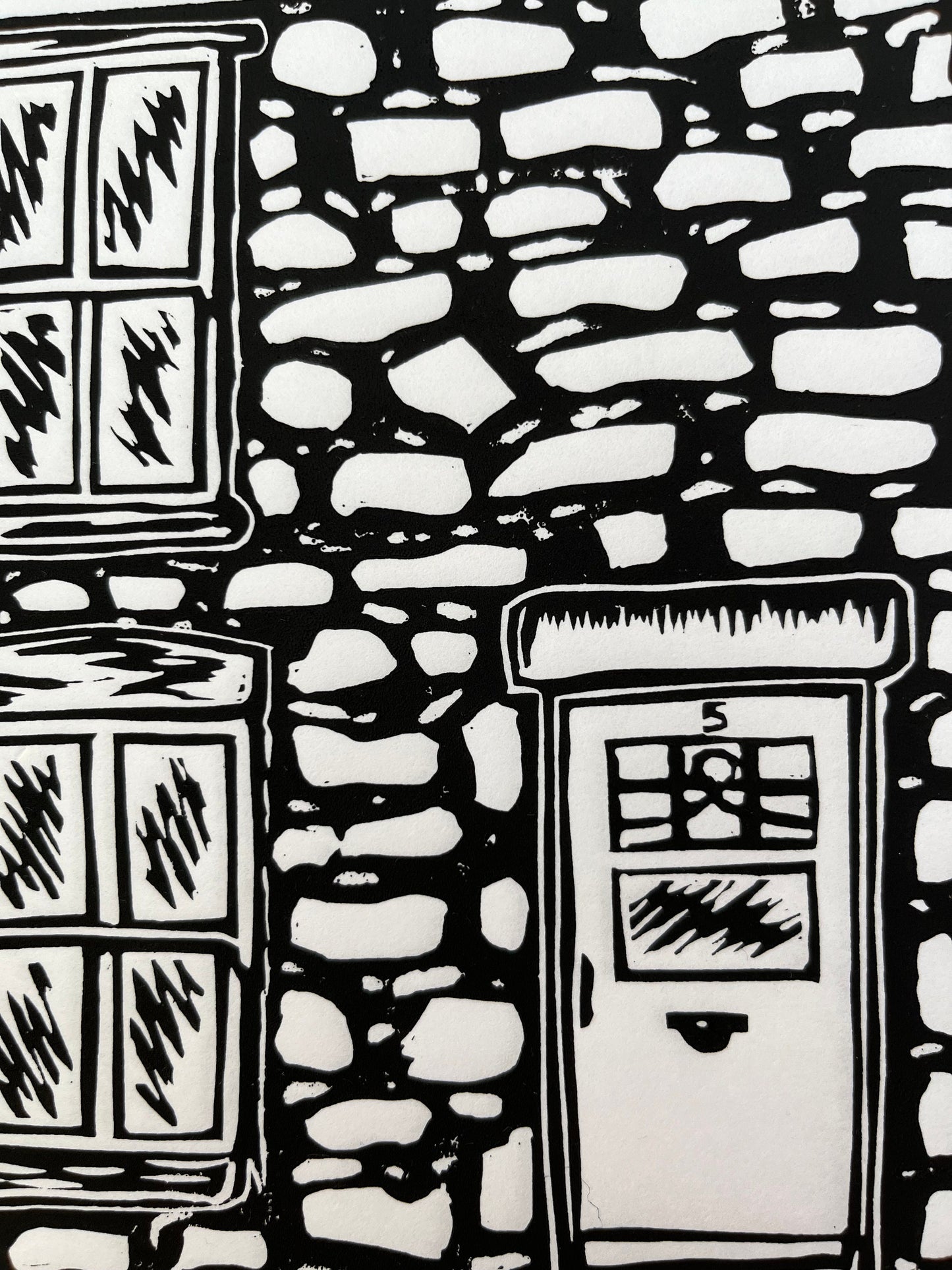 Cornwall house Lino print