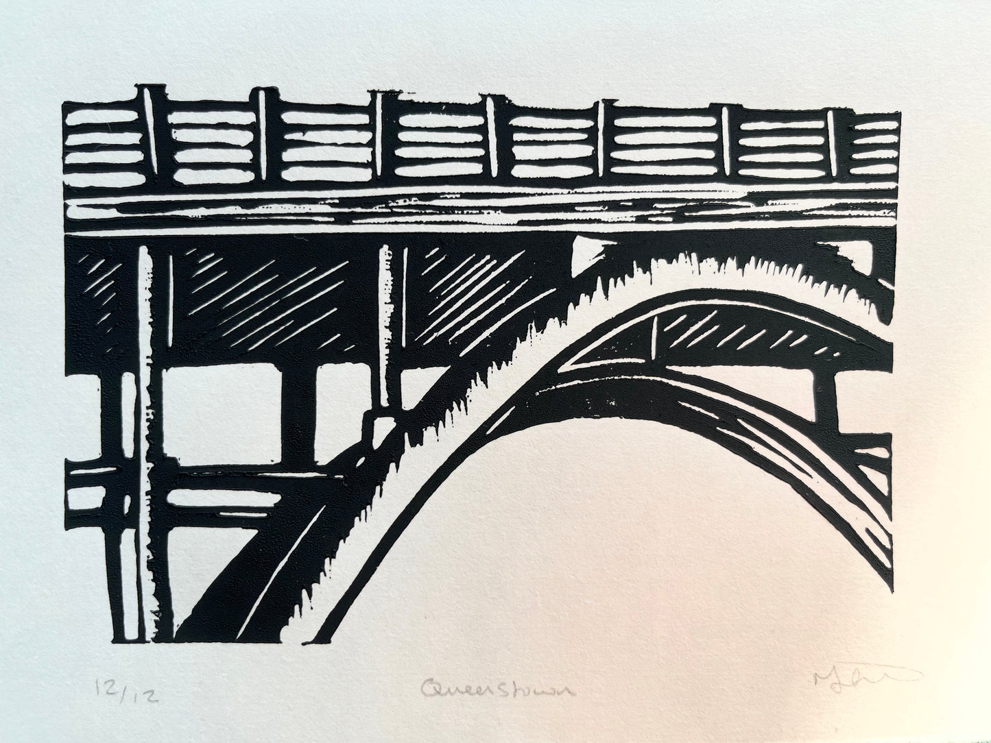 Queenstown Bridge linoprint